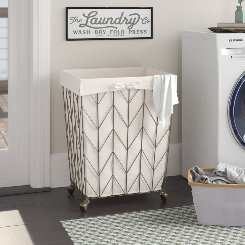 Gracie Oaks Coastal Decorative Rolling Laundry Hamper & Reviews Wayfair